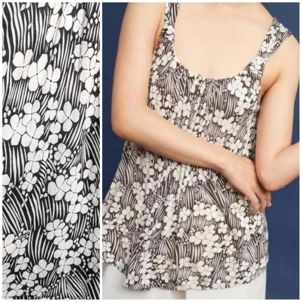 New Anthropologie Vanessa Virgina tank top floral flowers knotted back XS